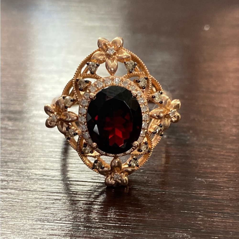 Garnet 2-1/10 ct. t.w.& Diamond 1-1/4 ct. t.w. Statement Ring 14k Rose Gold